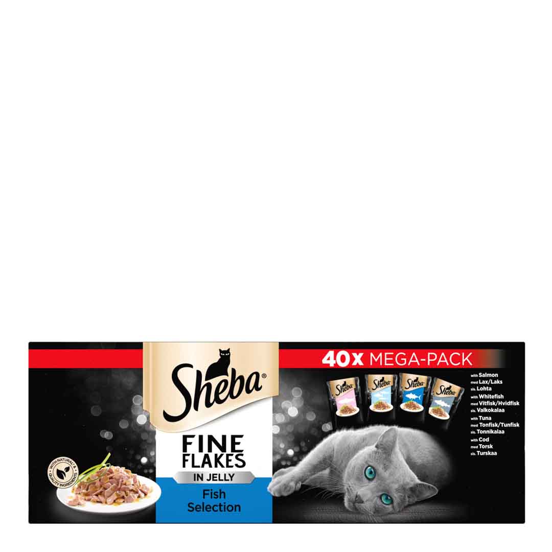 Sheba Fine Flakes Cat Pouches Fish Collection In Jelly Wet Cat Food 40x85g