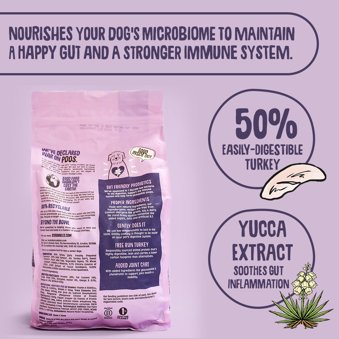 Scrumbles Dry Dog Food for Adult & Seniors Turkey 2kg