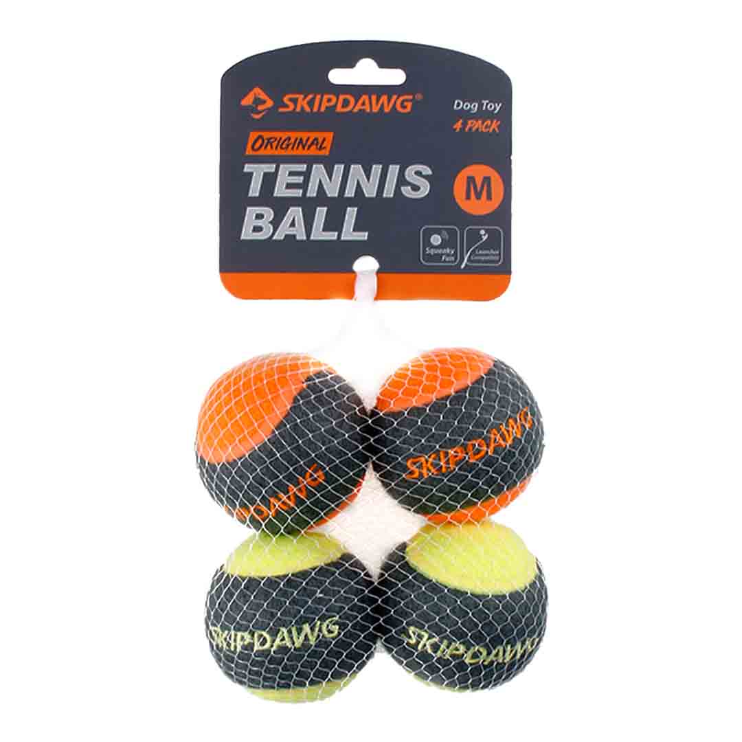 SKIPDAWG High Bounce Tennis Ball with Squeaker Dog Toy, 4 Pack