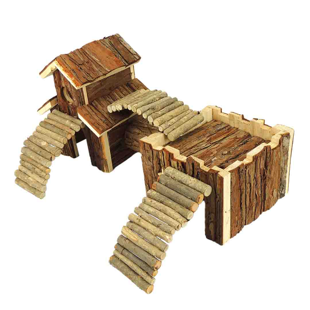Classic Small Animal Double House With Bridges