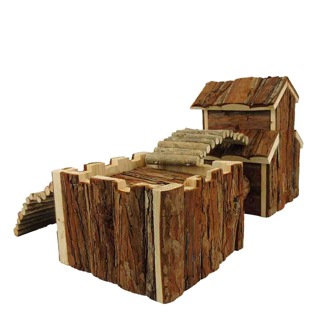 Classic Small Animal Double House With Bridges