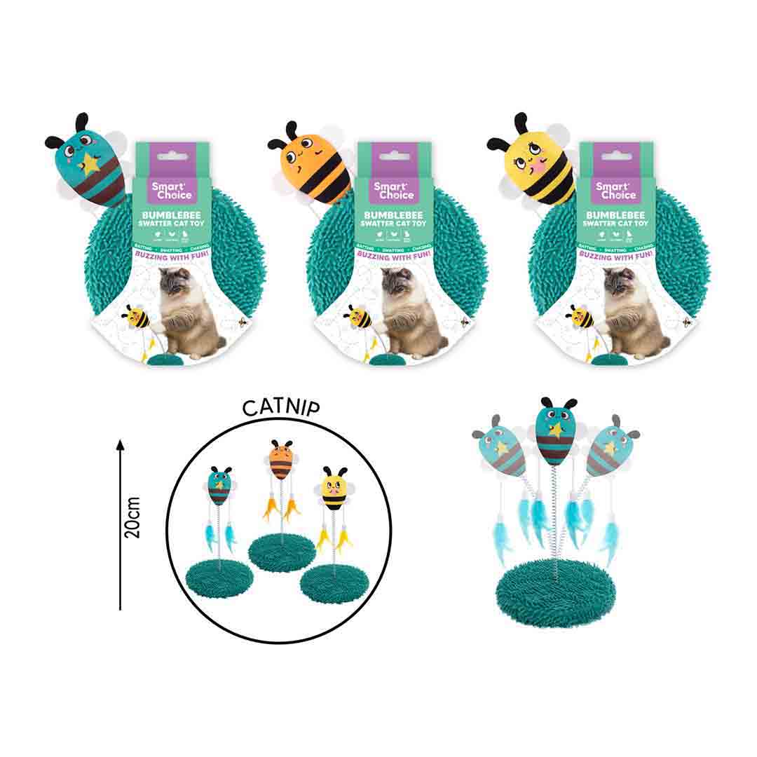 Smart Choice Plush Bee Spring Swatter Cat Toy
