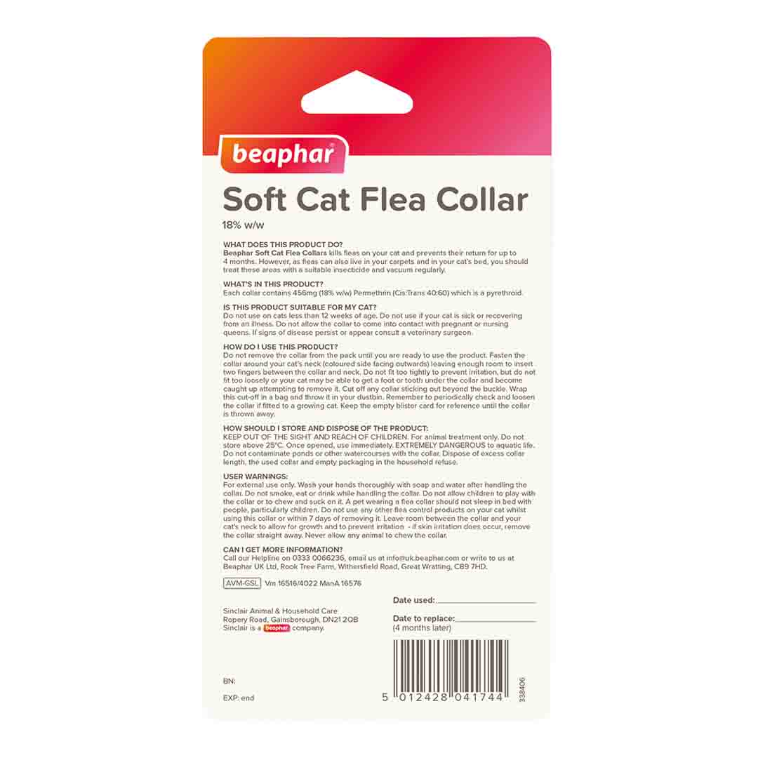 Beaphar Reflective Yellow Soft Flea Collar for Cats