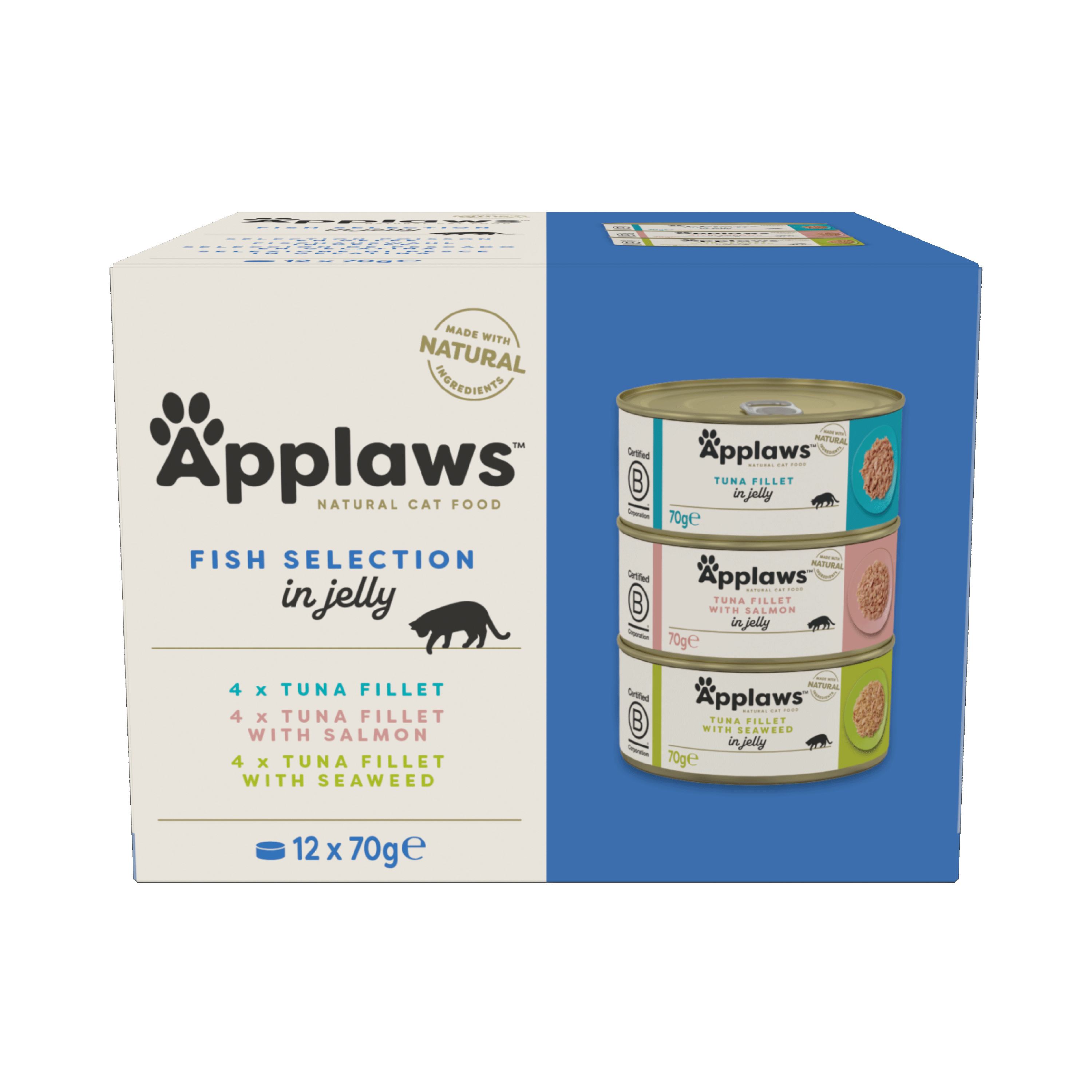 Applaws Natural Adult Wet Cat Food Fish Selection in Jelly Tins 12x70g