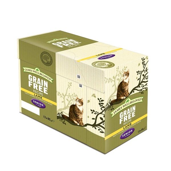 James Wellbeloved Grain Free Cat Food for Seniors Lamb Pouches, 12x85g