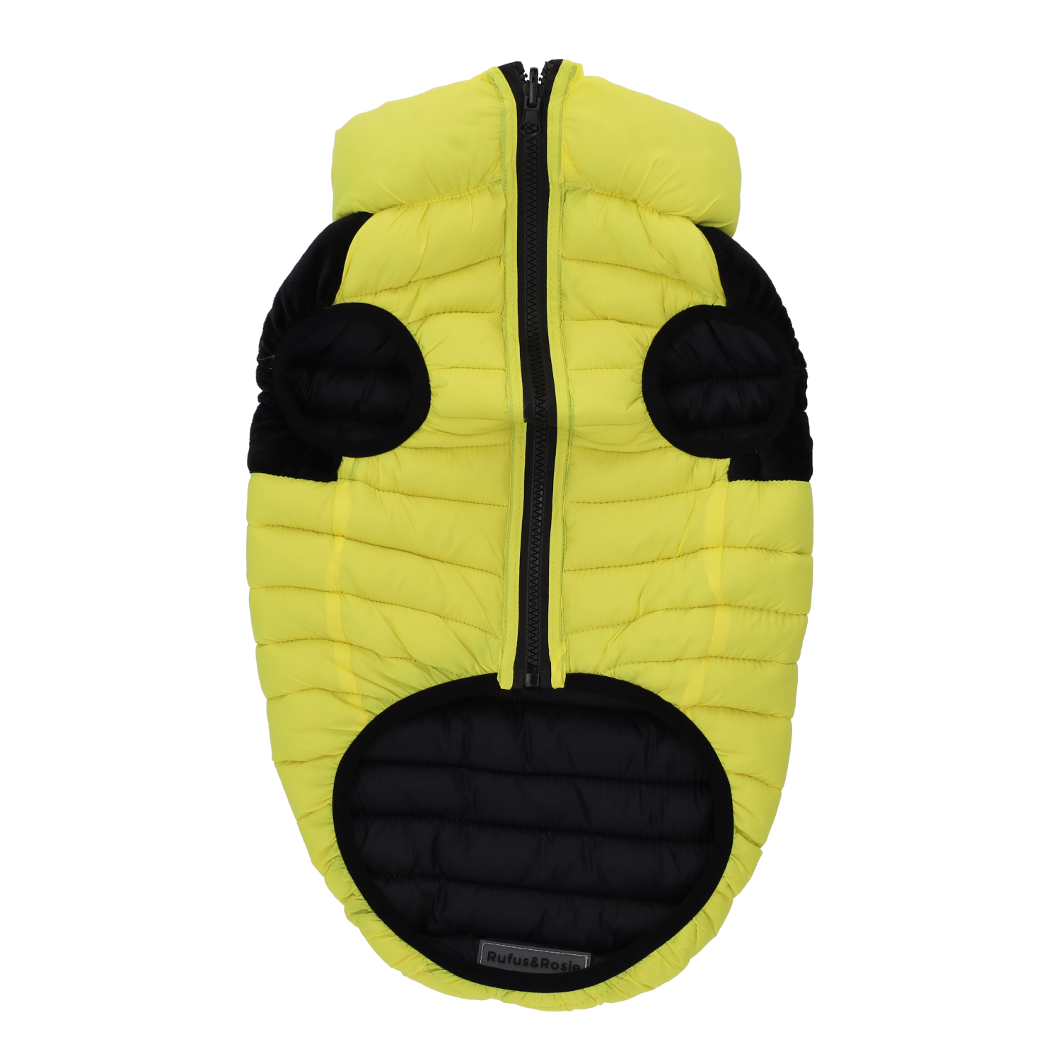 Rufus & Rosie Yellow & Black Dog Puffer Jacket, M+