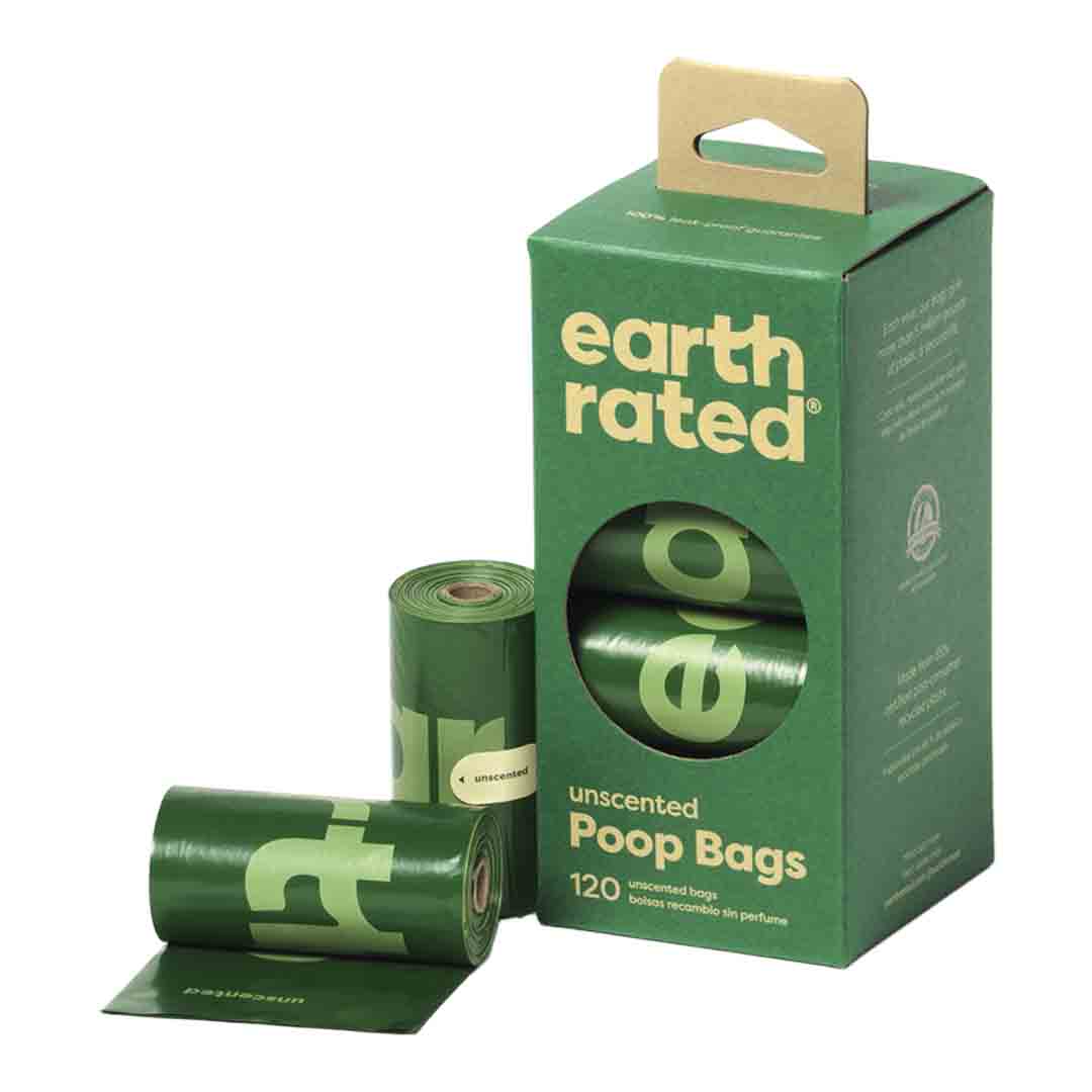 Earth Rated Dog Poop Bags Refill Rolls Unscented Bags, 120 Bags
