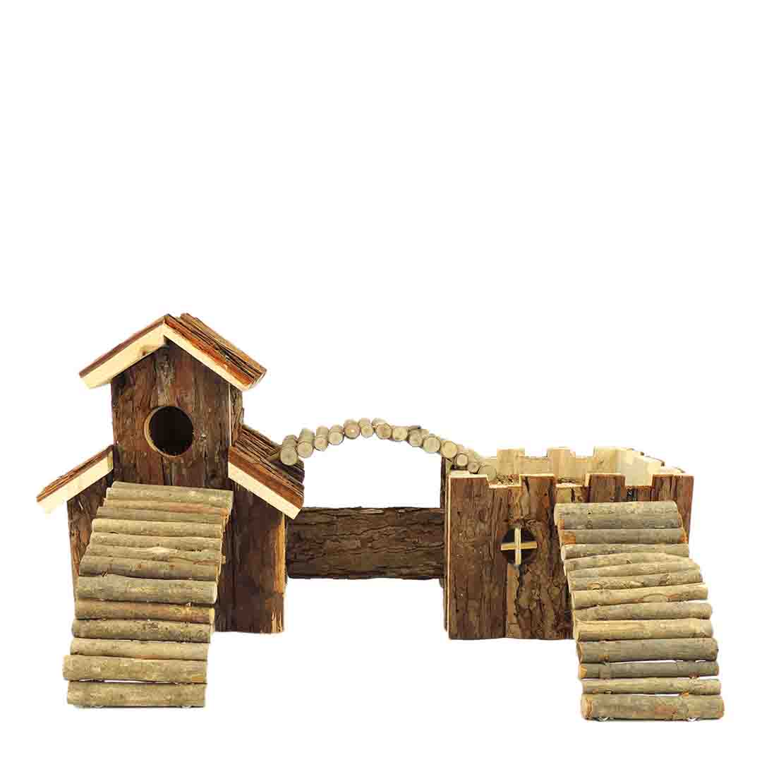 Classic Small Animal Double House With Bridges