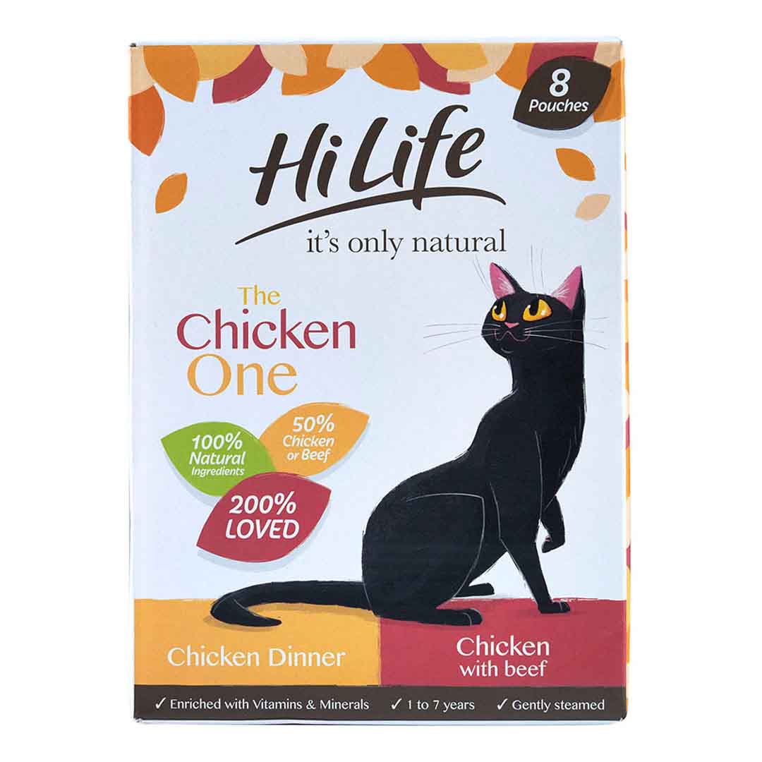 HiLife It's Only Natural Cat Food Pouches - The Chicken One in Jelly 8x70g