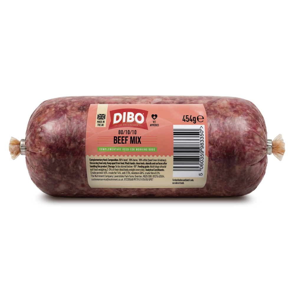 DIBO Beef Mix Chubb Raw Dog Food 454g