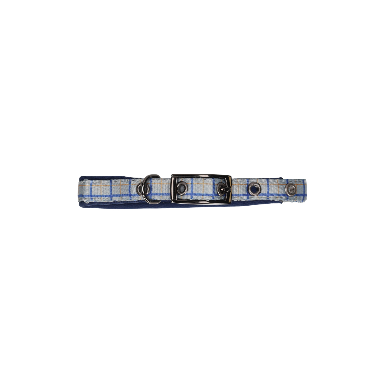 Rufus & Rosie Padded Check Dog Collar, Small, Grey