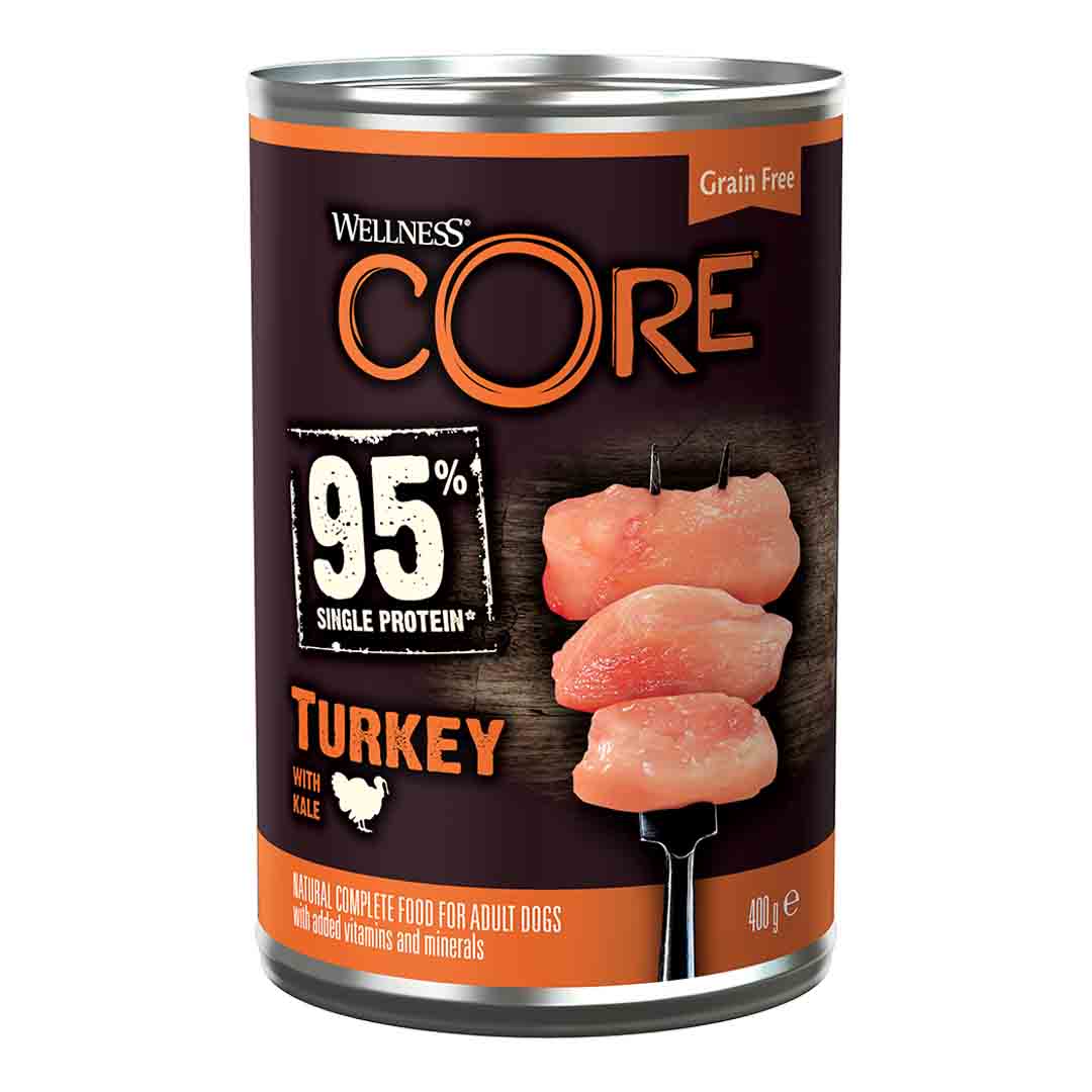 Wellness CORE Wet Adult Dog Food 95% Single Protein Turkey with Kale Recipe 400g