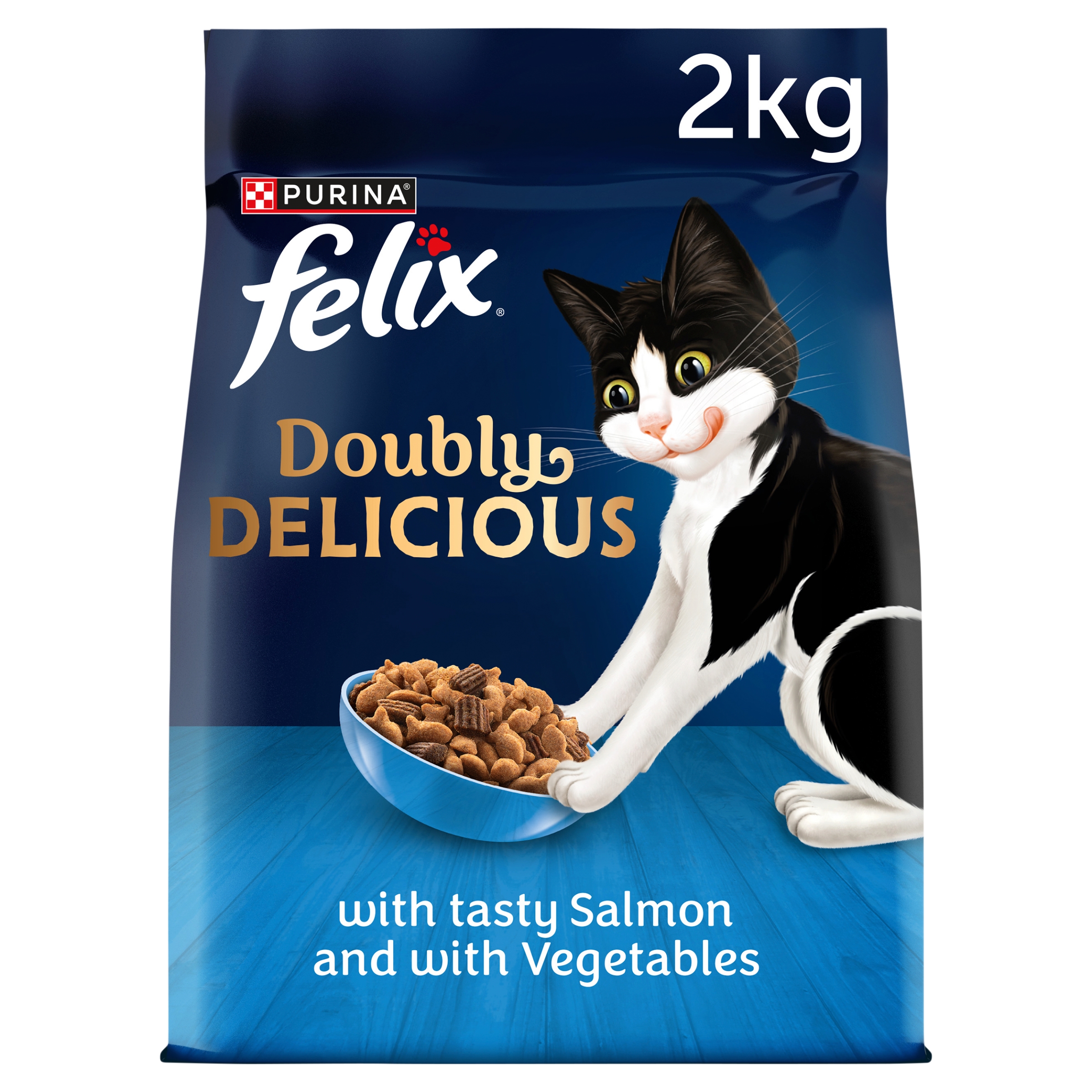 Felix Doubly Delicious Dry Adult Cat Food Salmon and Vegetables 2kg