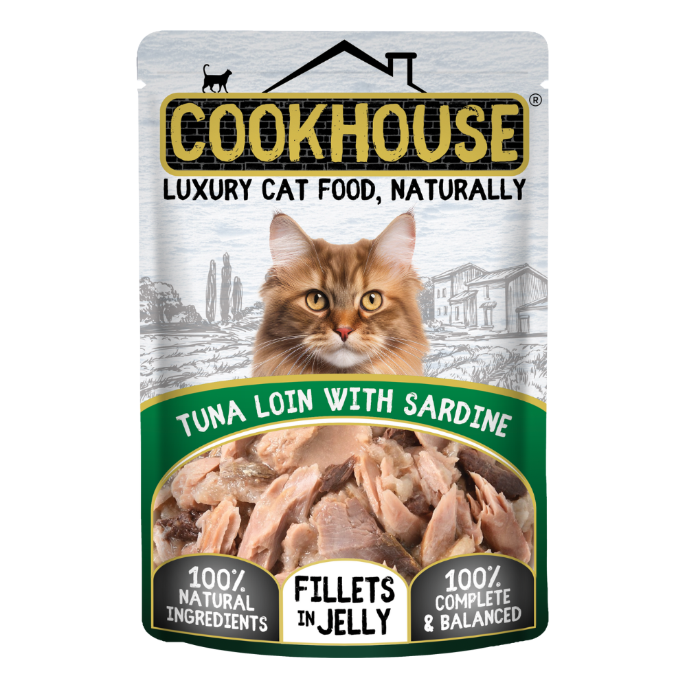 Cookhouse Luxury Cat Food Fillets in Jelly Tuna Loin with Sardine 70g