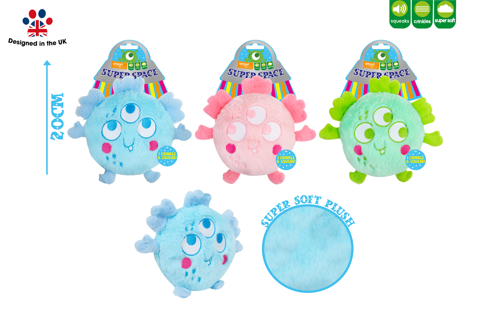 Smart Choice Squeaky Plush Alien Dog Toy