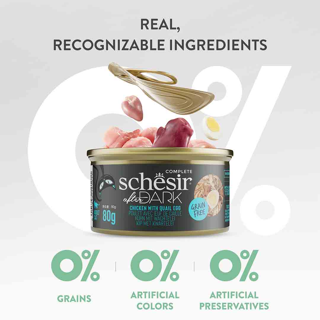 Schesir After Dark Complete Wet Cat Food Chicken & Quail Egg in Fillets 80g