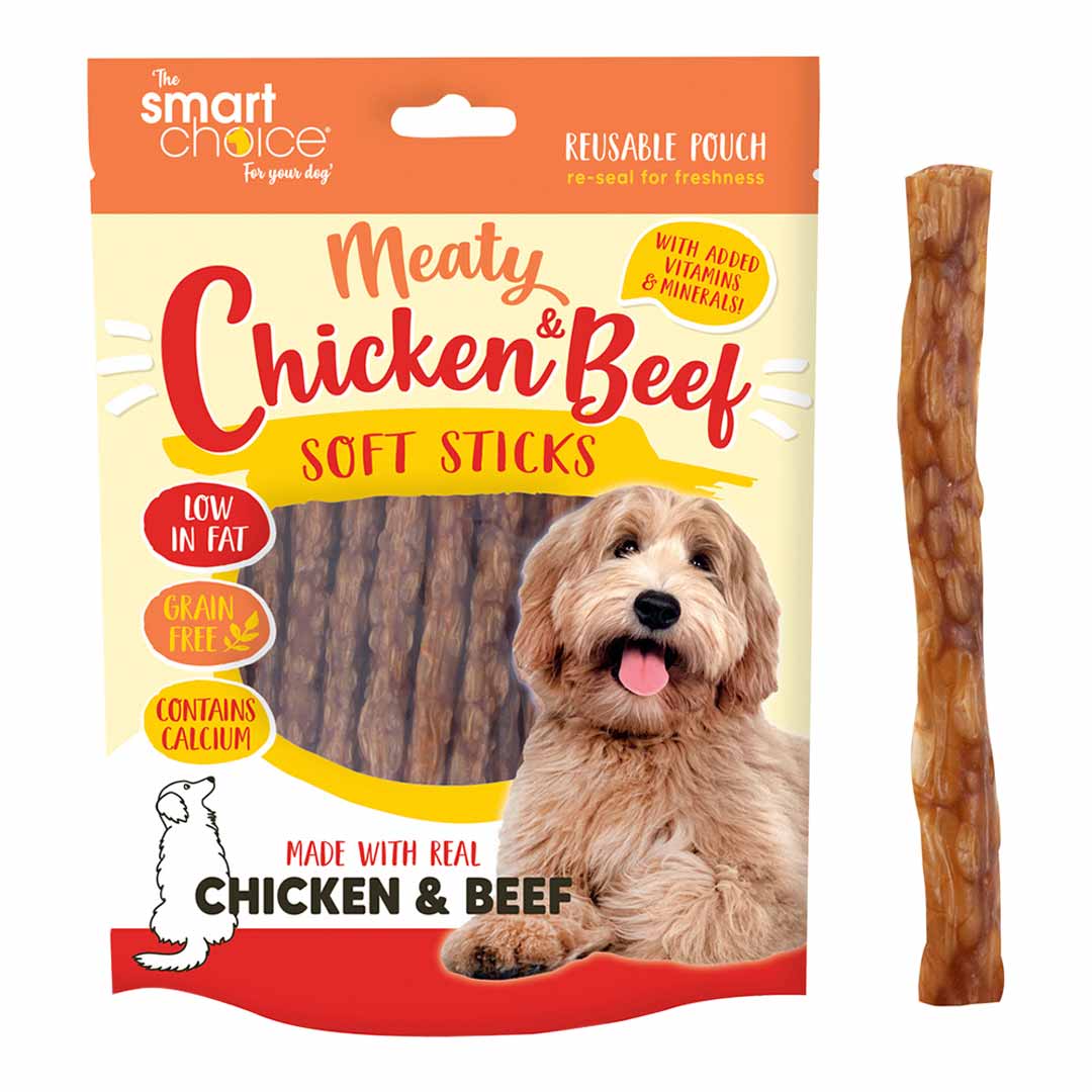 Smart Choice Soft Chicken/Beef Stick Dog Treats 30 Pack 100g