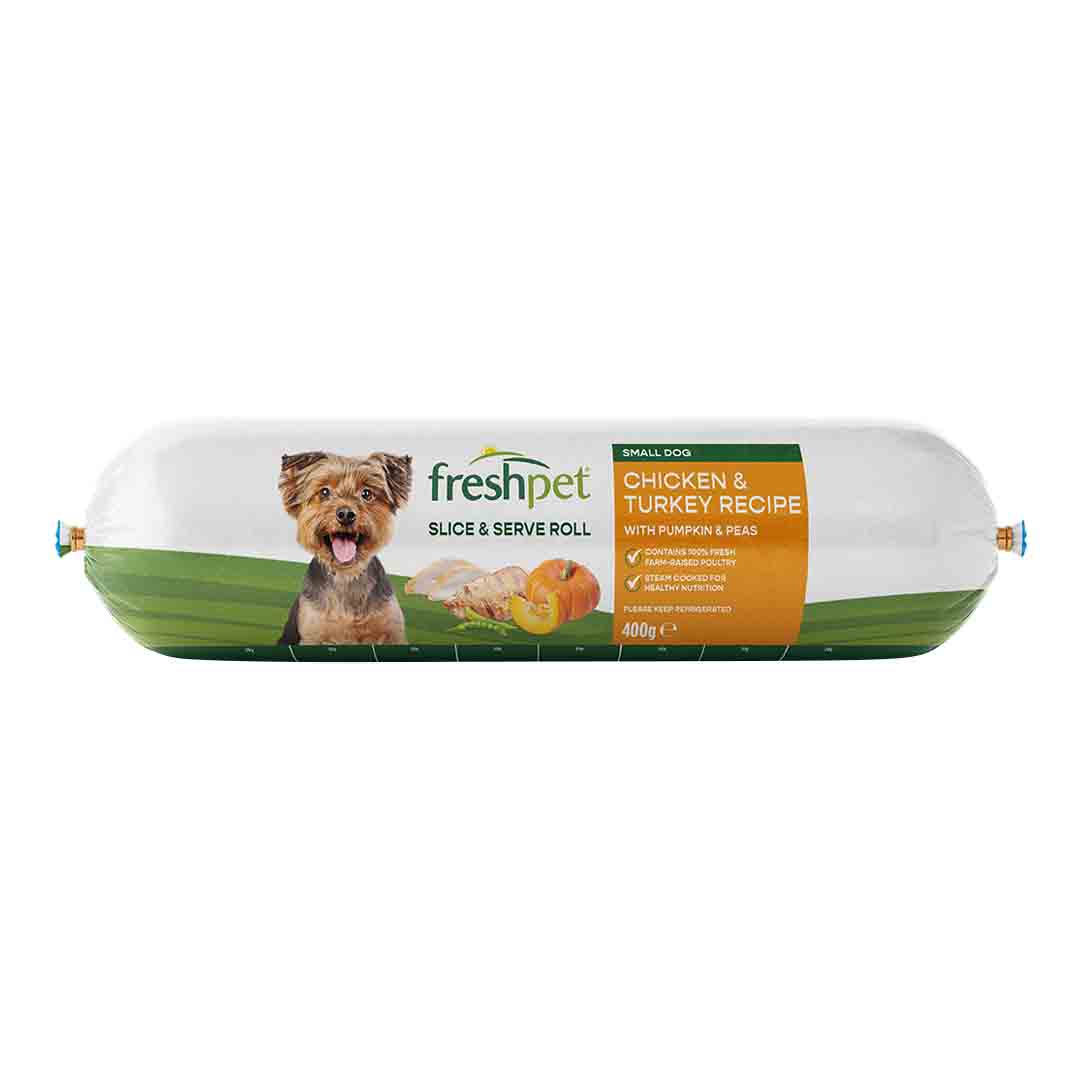 Freshpet Small Dog Chicken & Turkey with Pumpkin & Peas Fresh Dog Food Roll 400g