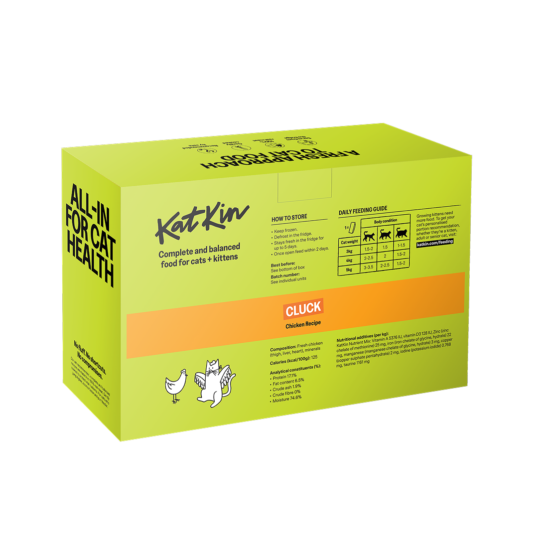KatKin BIG CLUCK Fresh Cat and Kitten Food, Multipack (Chicken) 12x80g