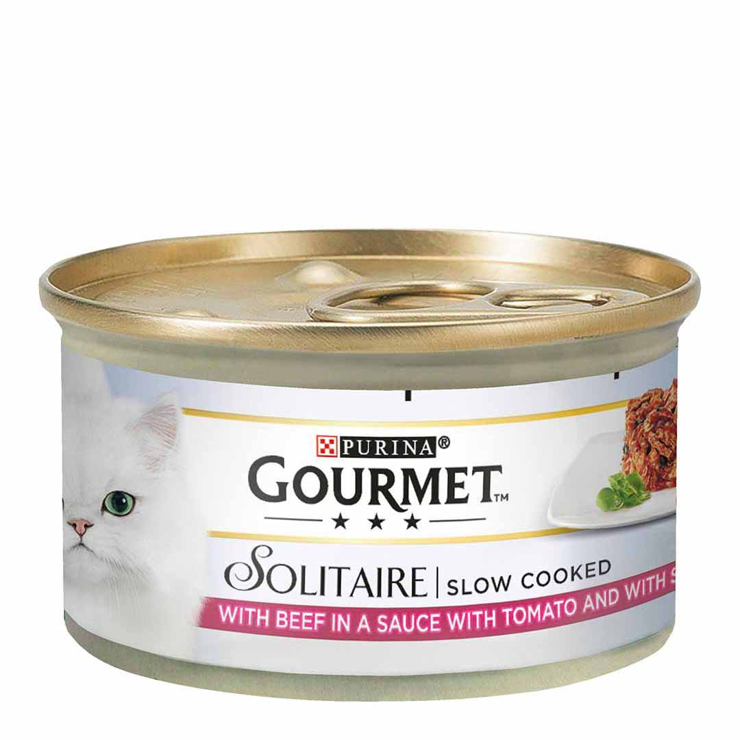 Gourmet Solitaire Beef In Tomato Sauce Wet Cat Food 85g