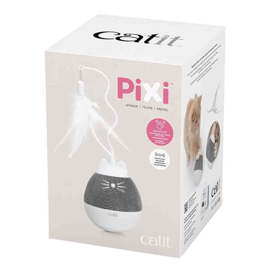 Catit Pixi White & Grey Spinner Motion Interactive Cat Toy