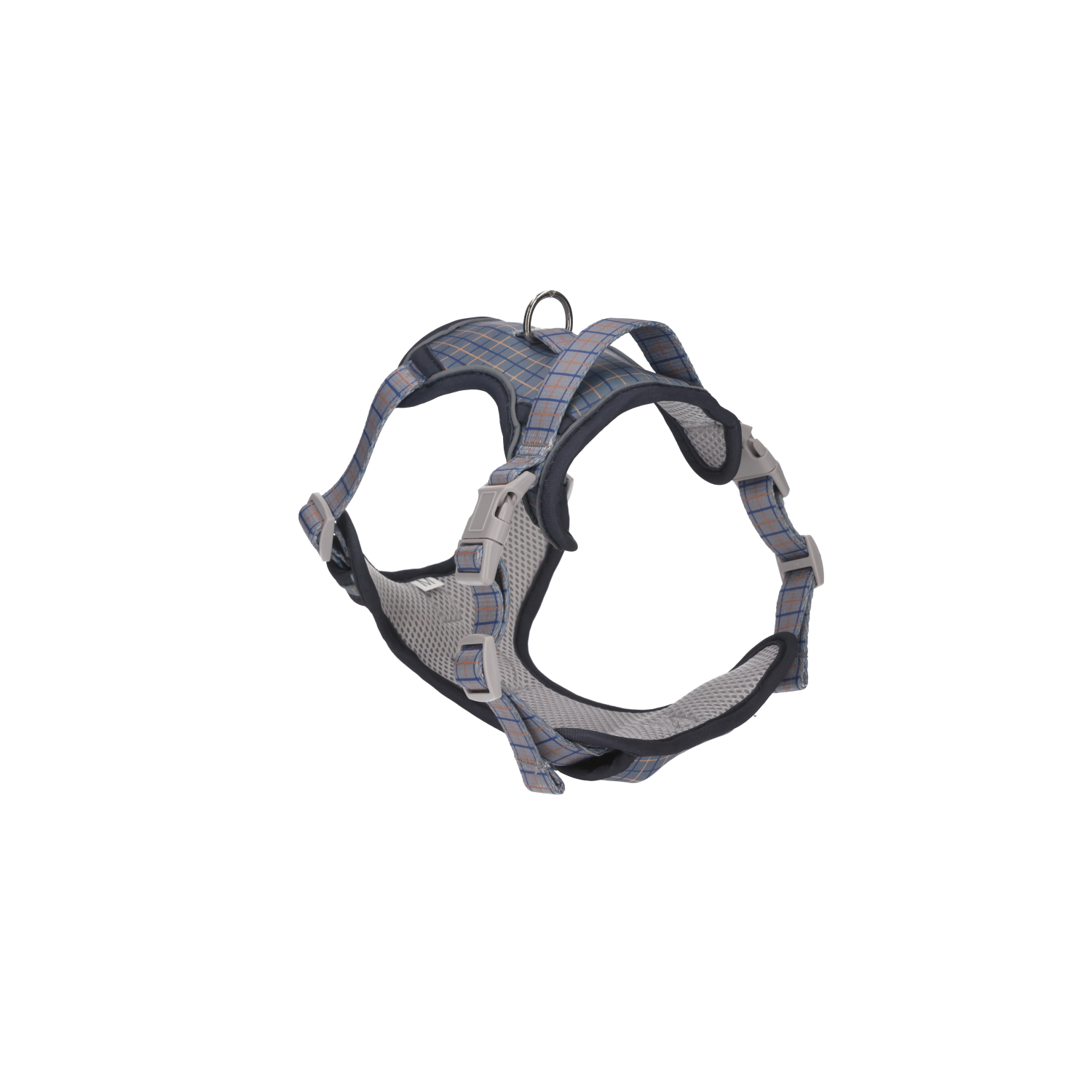 Rufus & Rosie Dog Harness & Lead Set Grey Tartan, Medium