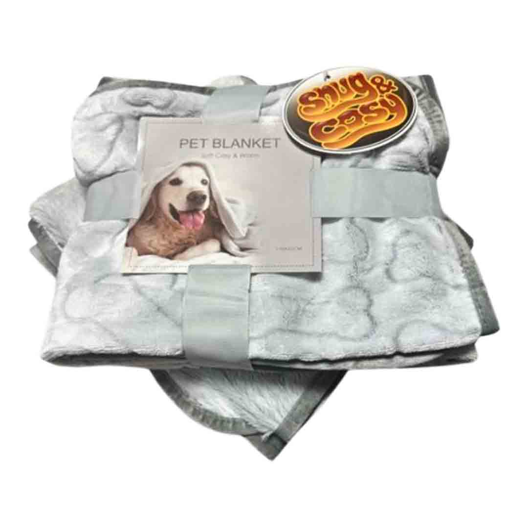 Snug & Cosy Bone Print Dog Blanket Grey