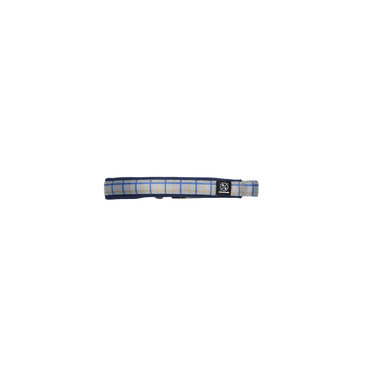 Rufus & Rosie Padded Check Dog Collar, Small, Grey