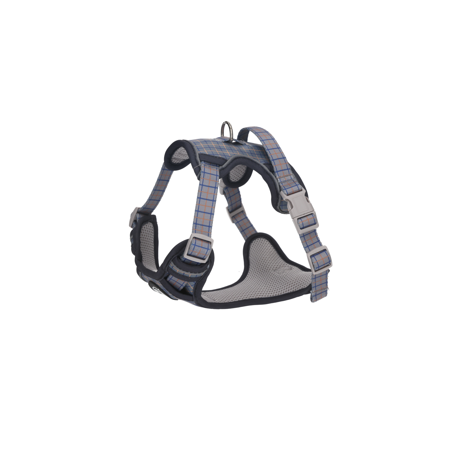 Rufus & Rosie Dog Harness & Lead Set Grey Tartan, Medium