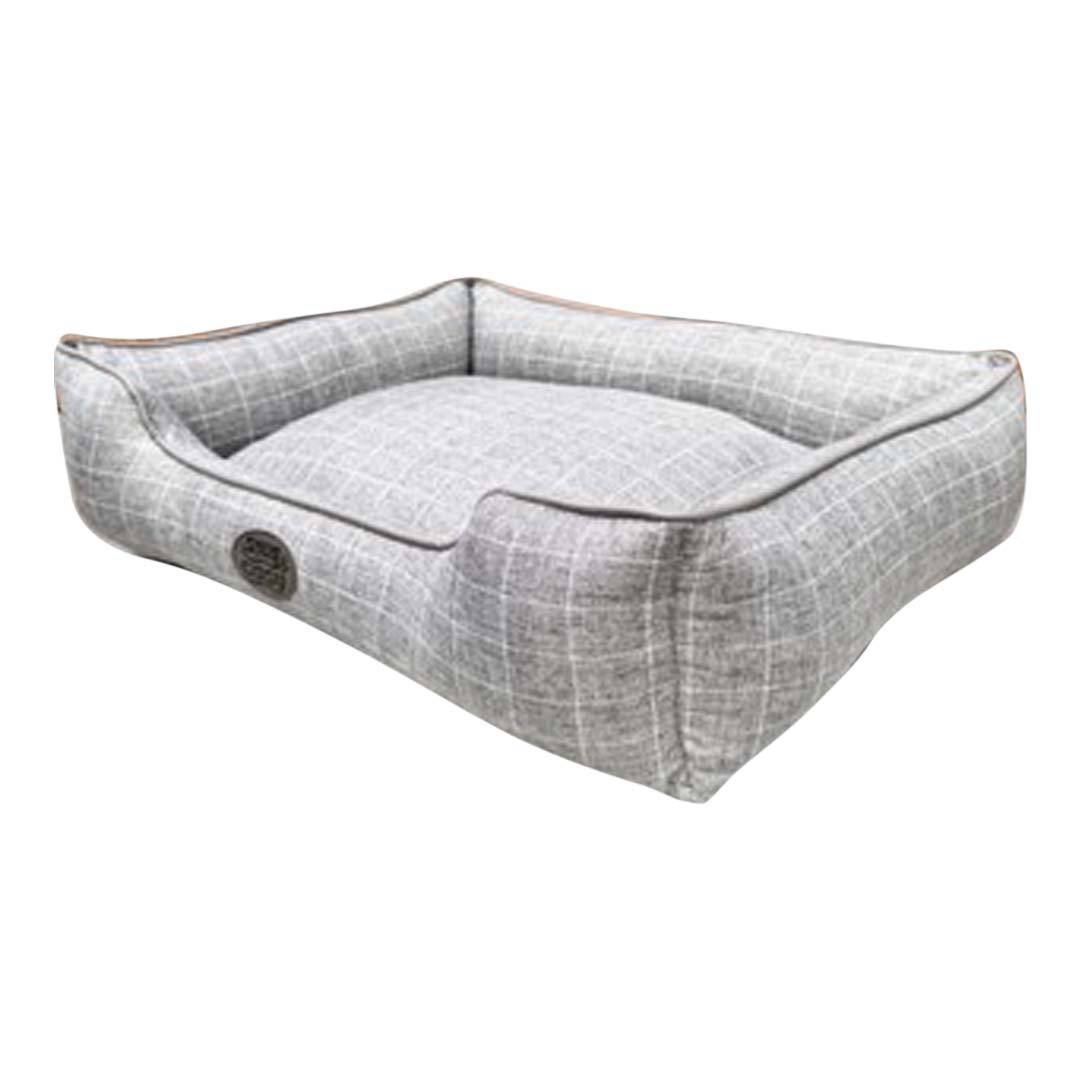 Snug & Cosy Square Checker Grey Dog Bed, Medium