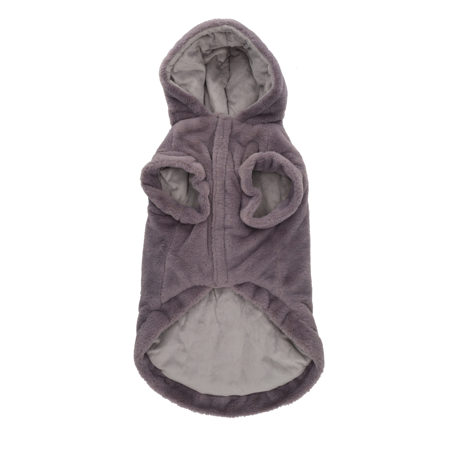 Rufus & Rosie Grey Faux Fur Dog Hoodie, L