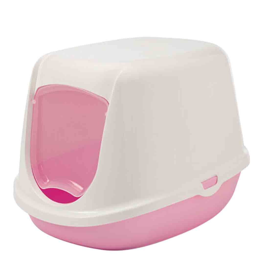 Savic Duchess Hood Cat Litter Tray Pink & White