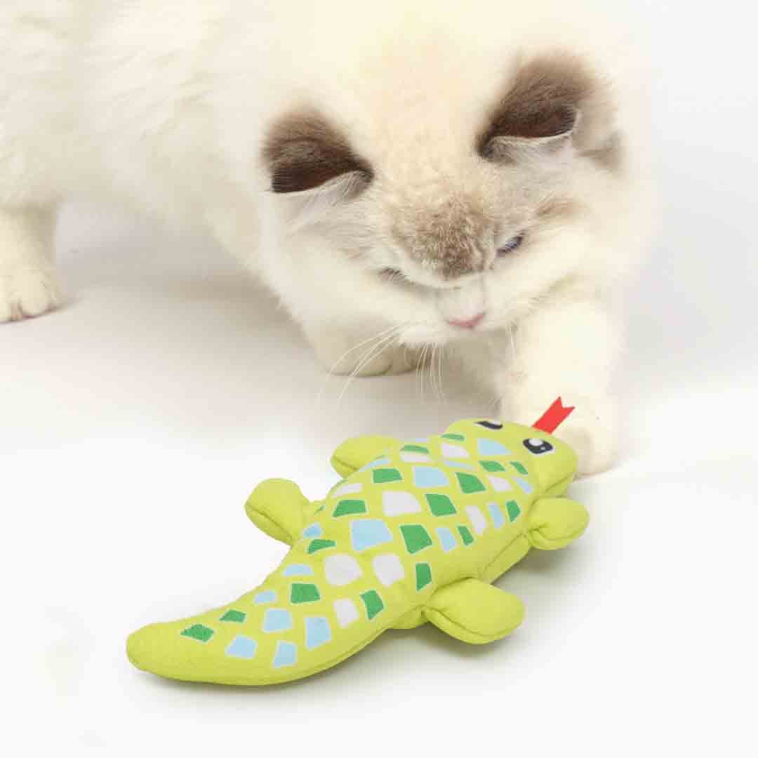 Catit Electronic Mini Groovy Gecko Cat Toy, Green