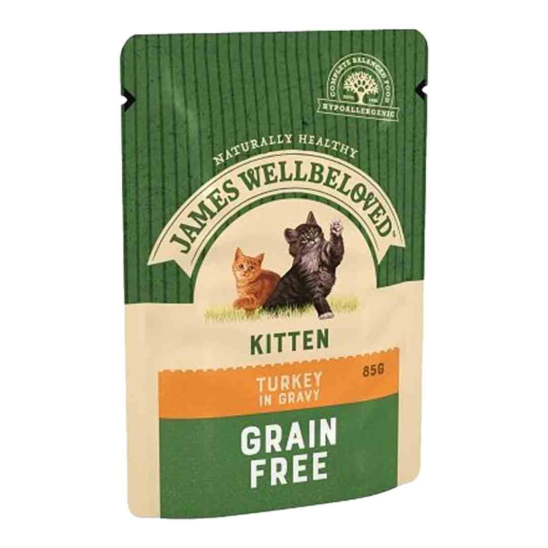 James Wellbeloved Kitten Turkey Complete Wet Food Pouch, 85g Pouch