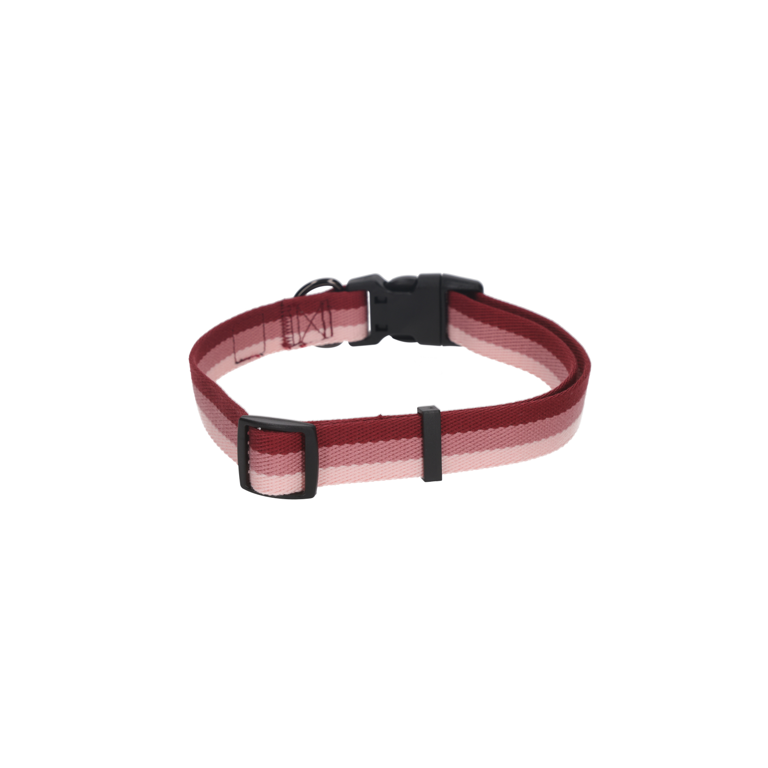 Rufus & Rosie Pink Striped Padded Dog Collar, Medium