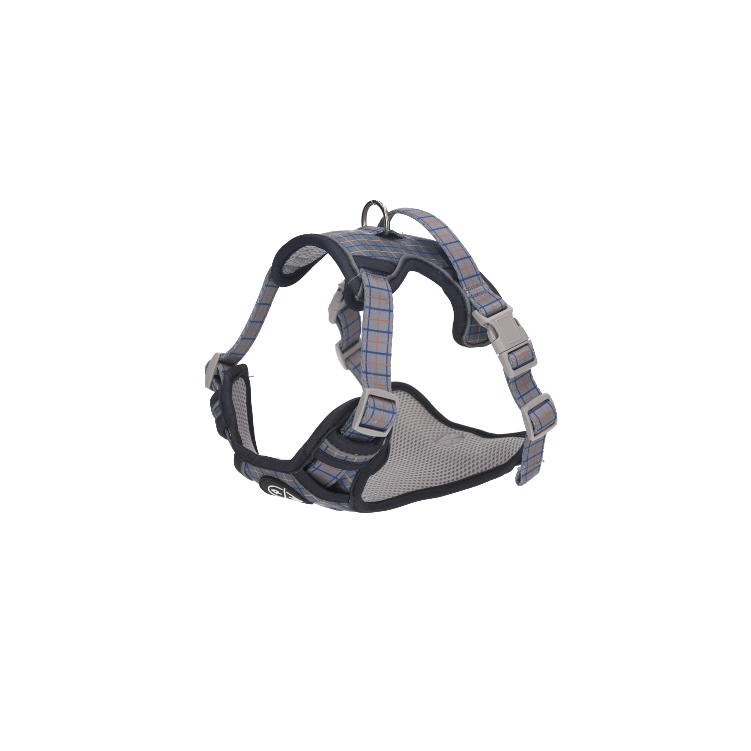 Rufus & Rosie Dog Harness & Lead Set Grey Tartan, Medium