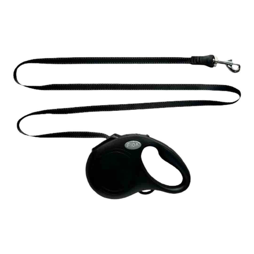 Fida Retractbale Dog Lead Tape Black M