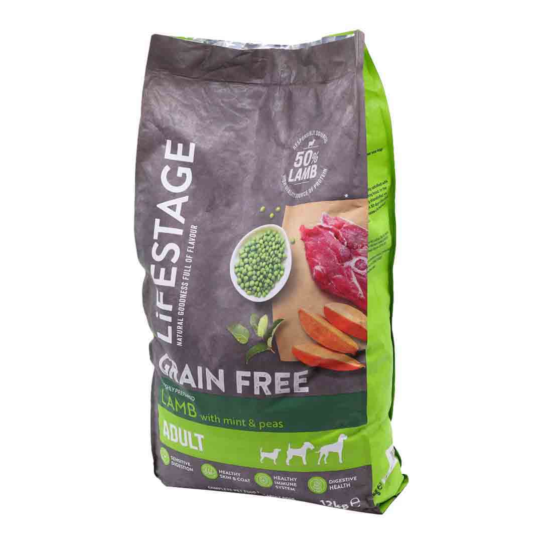 Lifestage Grain Free Adult Dry Dog Food, Lamb with Mint & Pea, 12kg