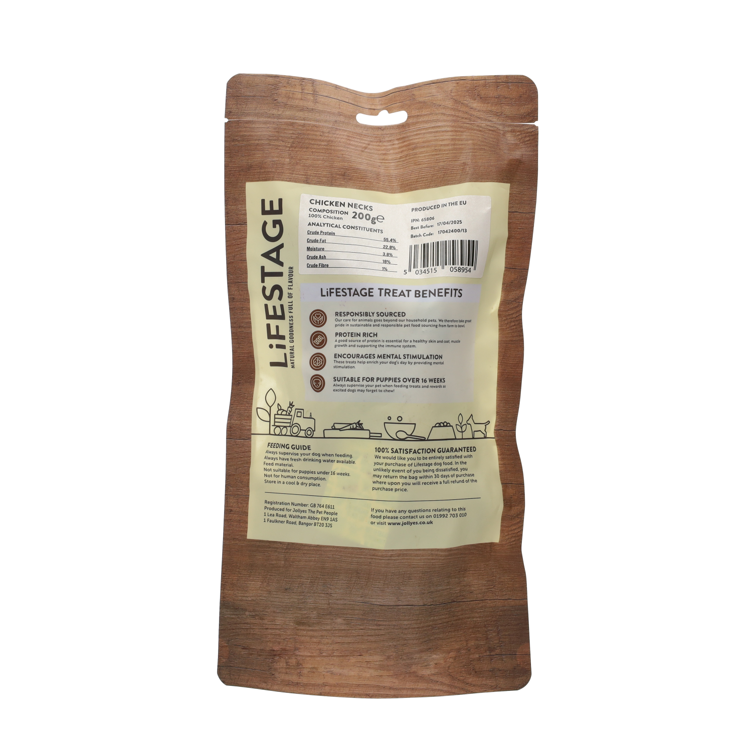 Lifestage Pre-Pack 100% Chicken Necks Dog Treats 200g
