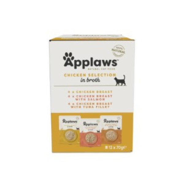 Applaws Natural Wet Cat Food Chicken Selection in Broth 12x70g Pouches