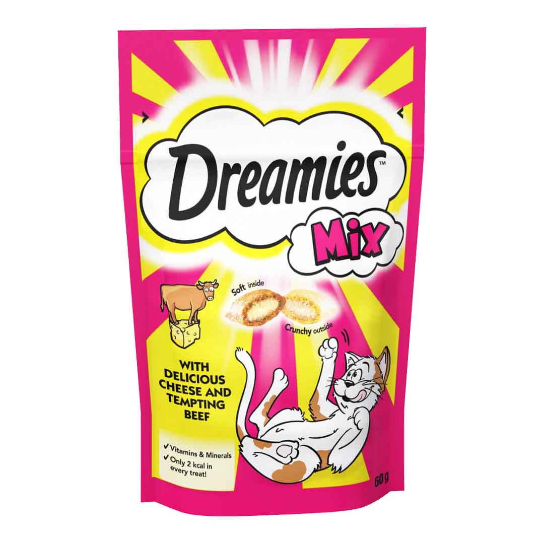 Dreamies Mix with Delicious Cheese and Tempting Beef 60g