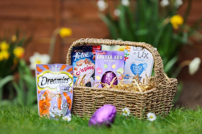 Basket of Easter cat treats.