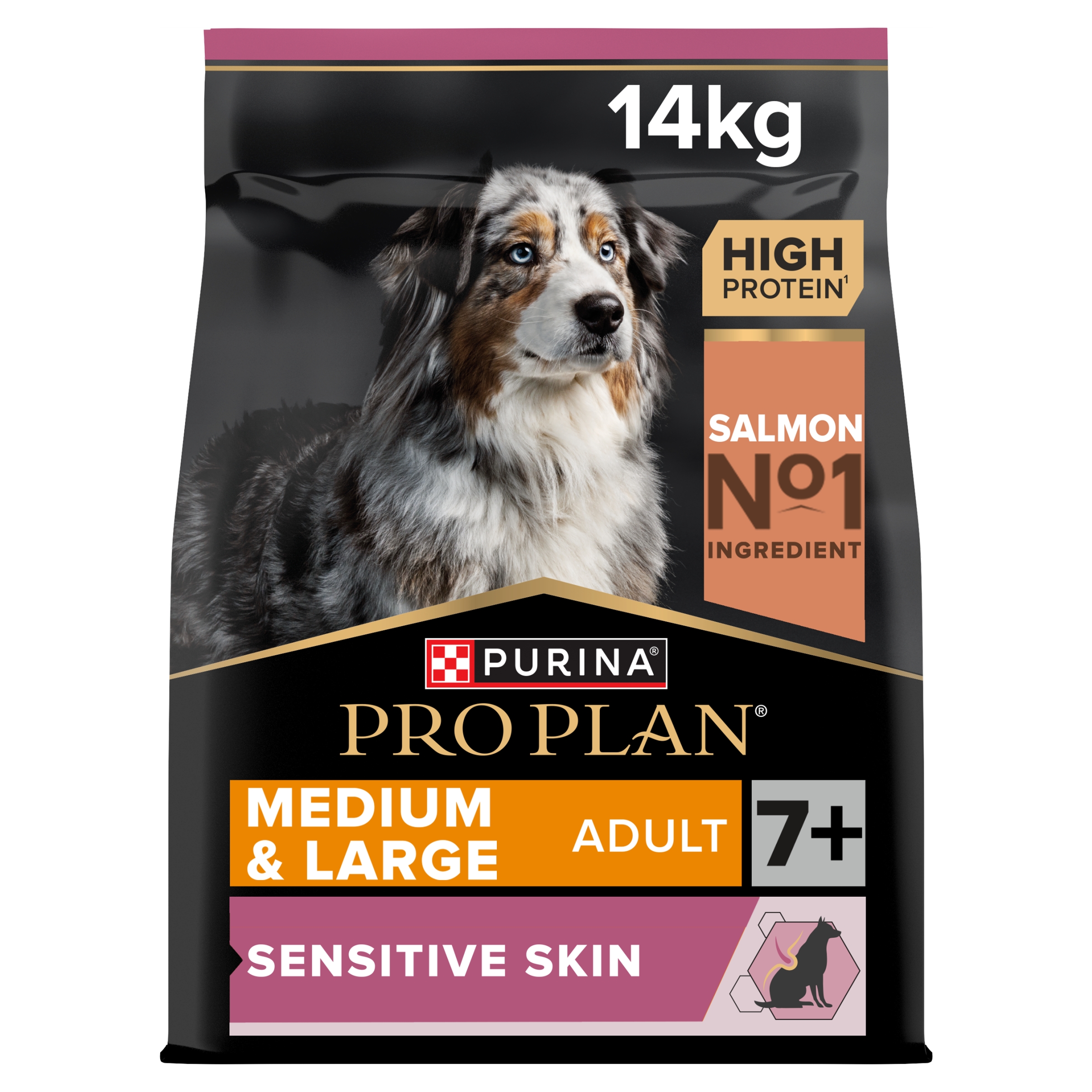 PRO PLAN Medium & Large Senior 7+ Sensitive Skin Salmon Dry Dog Food 14kg