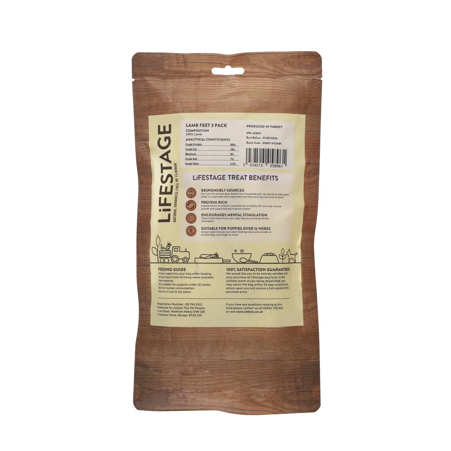 Lifestage Naturals Dog Treat, Lambs Feet, 3 Pack