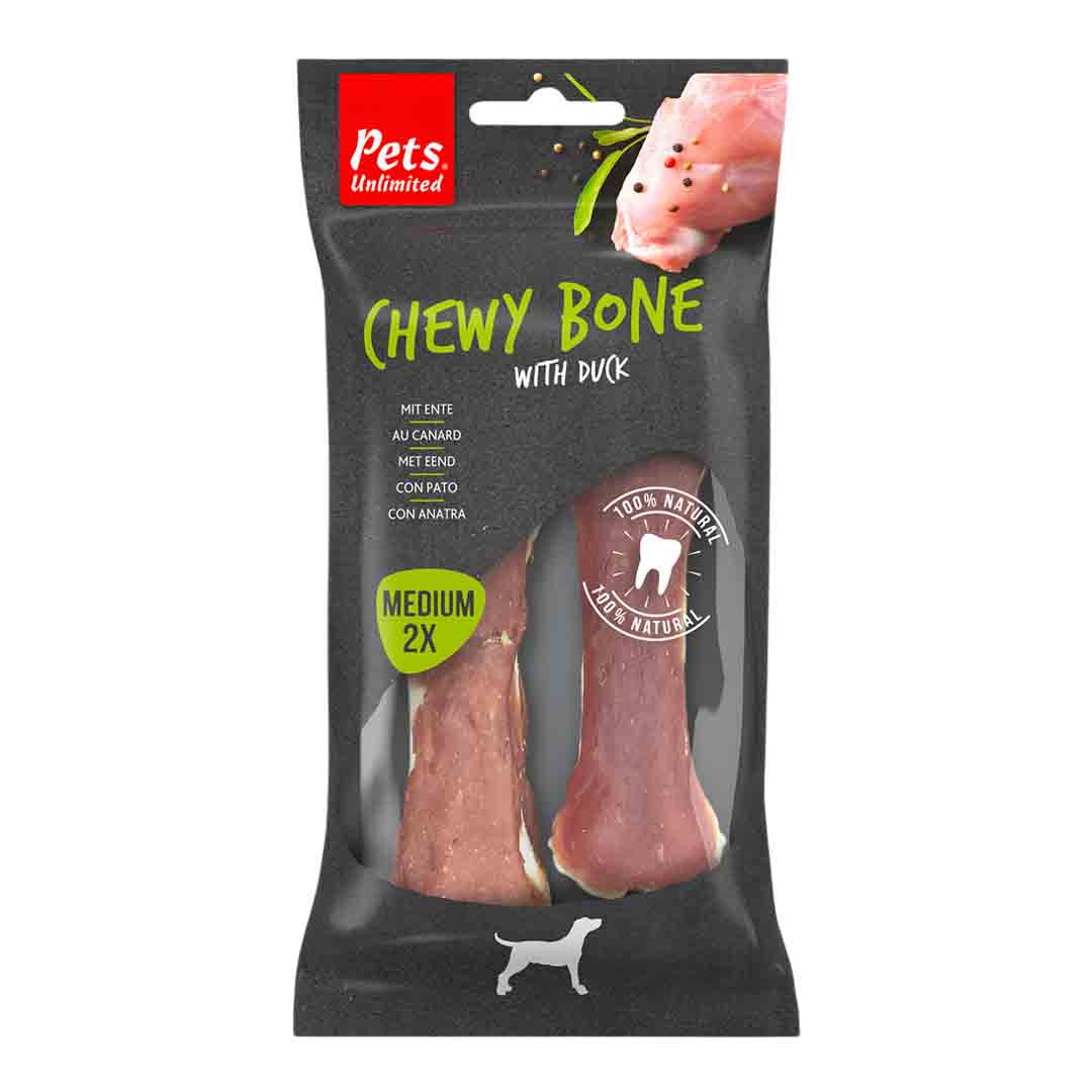 PetsUnlimited Dog Chewy Bone, Duck, 80G