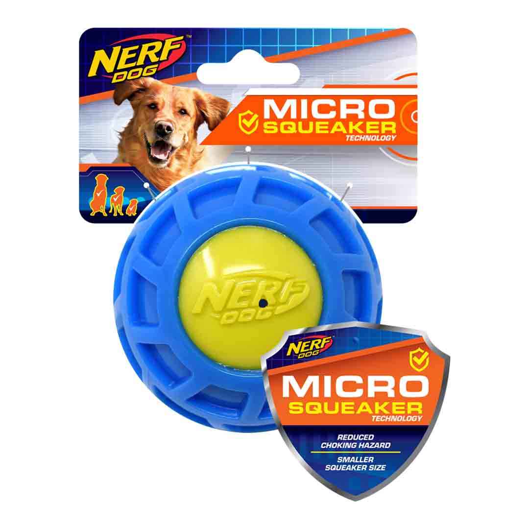 NERF Micro Squeak Exo Ball, Dog Toy