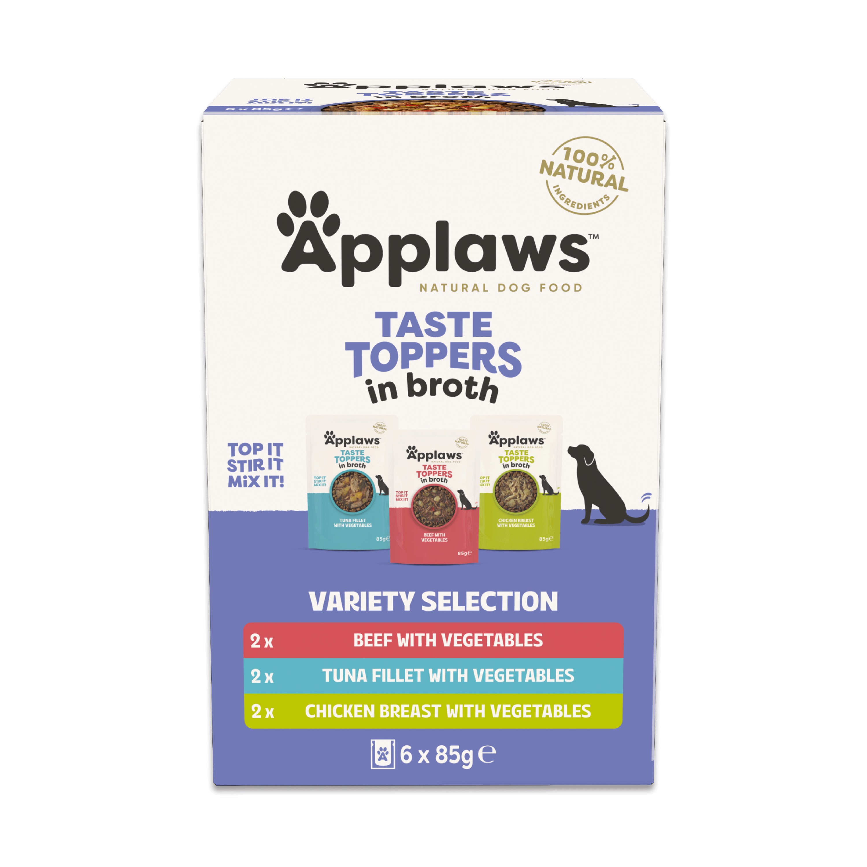 Applaws Taste Toppers Variety Selection in Broth 6x85g