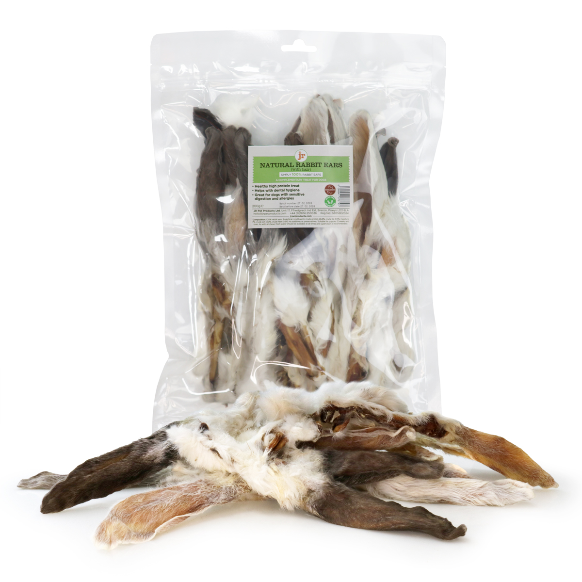 Jr Pet Products Rabbit Ears With Hair 200g