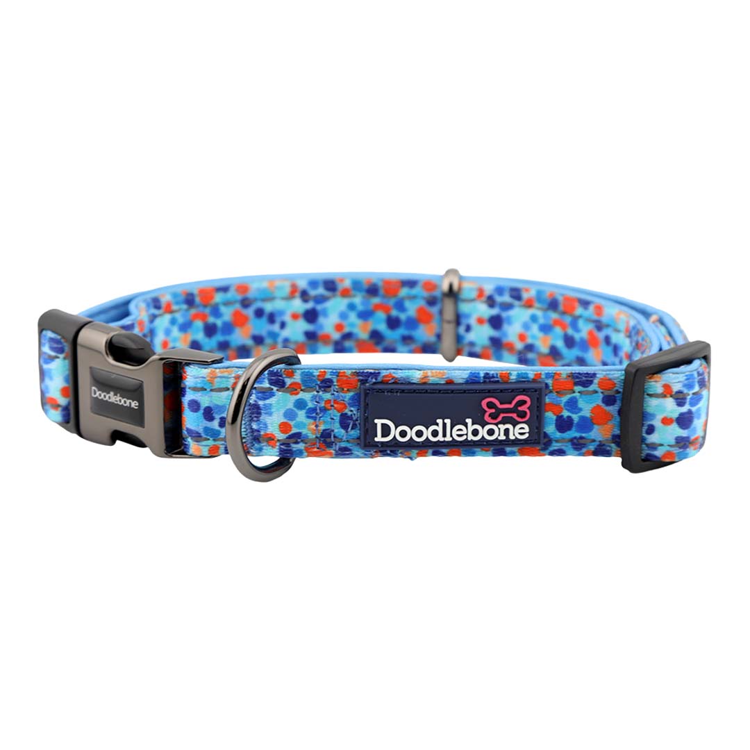 Doodlebone Trendy Tails Padded Dog Collar Blue 6-11