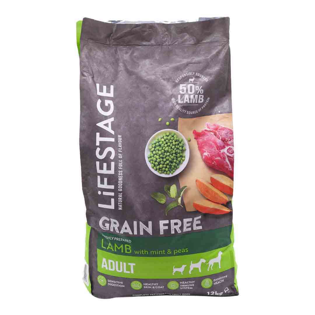 Lifestage Grain Free Adult Dry Dog Food, Lamb with Mint & Pea, 12kg